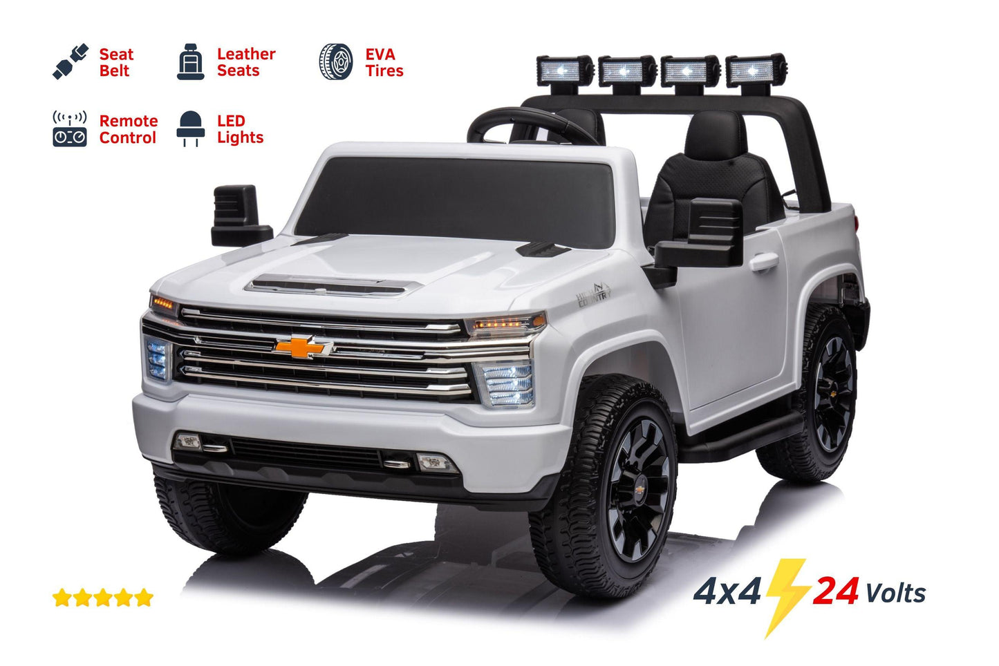 24V 4x4 Chevrolet Silverado 2 Seater Ride on Truck for Kids